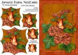 Japanese Floral Notecards 9, Chrysanthemum, A5 Pyramid Card