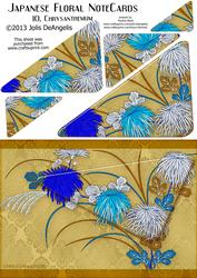 Japanese Floral Notecards 10, Chrysanthemum, A5 Pyramid Card