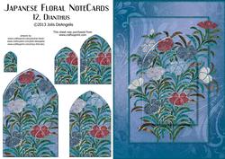 Japanese Floral Notecards 12a, Dianthus, A5 Pyramid Card