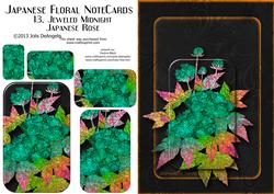 Japanese Floral Notecards 13, Japanese Rose, A5 Pyramid Card