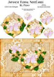 Japanese Floral Notecards 16, Peony, A5 Pyramid Card