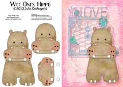 Wee Ones Hippo, A5 Step by Step Card
