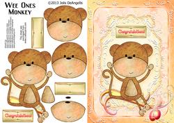 Wee Ones Monkey, A5 Step by Step Card