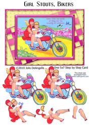 Girl Stouts, Bikers, 5x7 Card