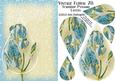 Vintage Floral 78, Blue Iris Teardrop Pyramid Card Front