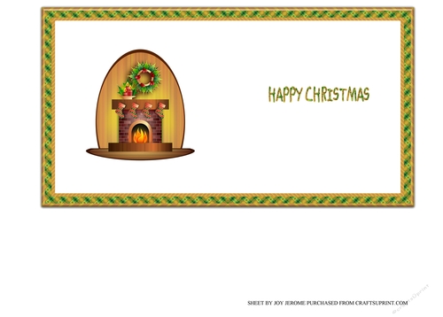 JJ CHRISTMAS COSY FIREPLACE 5X5 SQUARE CARD INSERT HAPPY CHRISTMAS