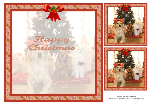 JJ PETS LOVE CHRISTMAS TOO 8x8 INSERT2 HAPPY CHRISTMAS