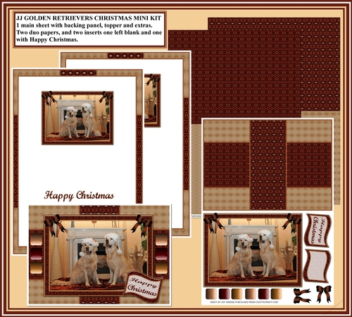 JJ GOLDEN RETRIEVERS CHRISTMAS A5 MINI KIT