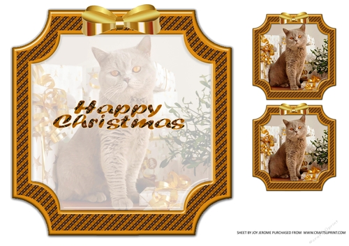 JJ PETS LOVE CHRISTMAS TOO GOLDEN CAT INSERT HAPPY CHRISTMAS