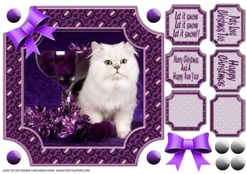  JJ PETS LOVE CHRISTMAS TOO SNOW WHITE CAT 8x8