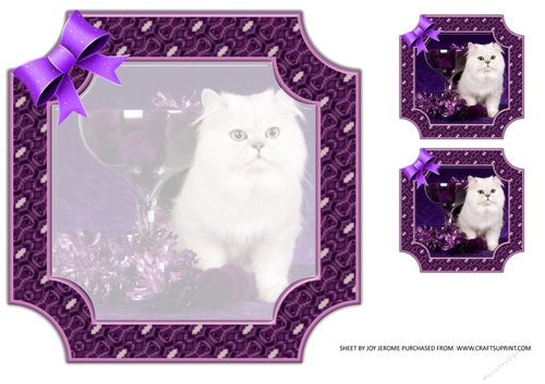 JJ PETS LOVE CHRISTMAS TOO SNOW WHITE CAT 8x8 INSERT BLANK