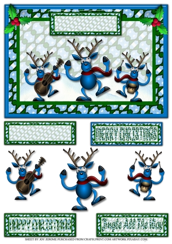 JJ CHRISTMAS REINDEER MUSIC MAKERS A5 CARD