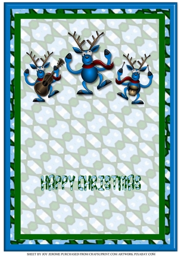 JJ CHRISTMAS REINDEER MUSIC MAKERS A5 INSERT HAPPY CHRISTMAS