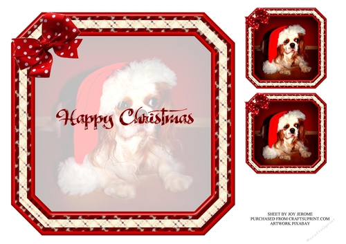 JJ PETS LOVE CHRISTMAS TOO SPANIEL 8X8 INSERT HAPPY CHRISTMAS