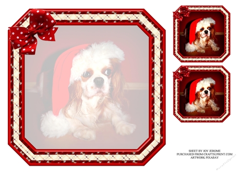 JJ PETS LOVE CHRISTMAS TOO SPANIEL 8X8 INSERT BLANK