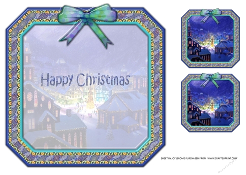 JJ BLUE CHRISTMAS 3 8x8 INSERT HAPPY CHRISTMAS