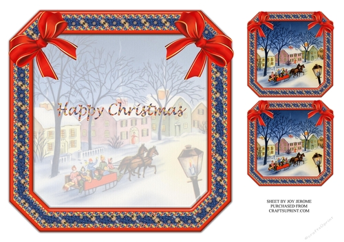  JJ CHRISTMAS SLEIGH RIDE 8X8 INSERT HAPPY CHRISTMAS