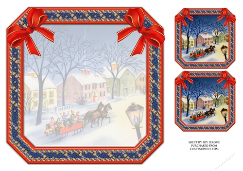 JJ CHRISTMAS HORSES SLEIGH RIDE 8X8 INSERT BLANK