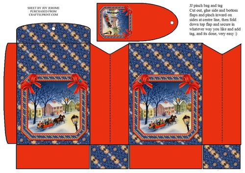  JJ CHRISTMAS SLEIGH RIDE PINCH BAG AND TAG