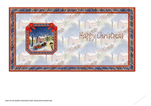 JJ CHRISTMAS SLEIGH RIDE 5 INCH SQUARE CARD INSERT HAPPY CHRISTMAS