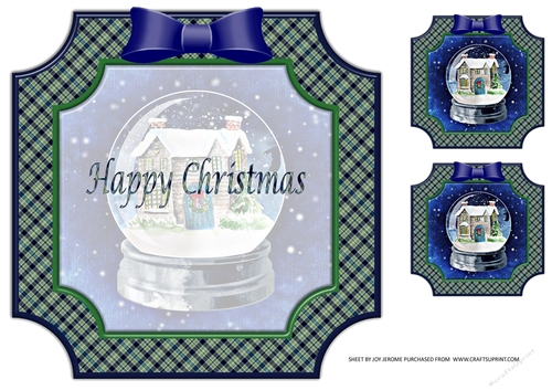  JJ COSY HOME SNOW GLOBE 8X8 INSERT HAPPY CHRISTMAS
