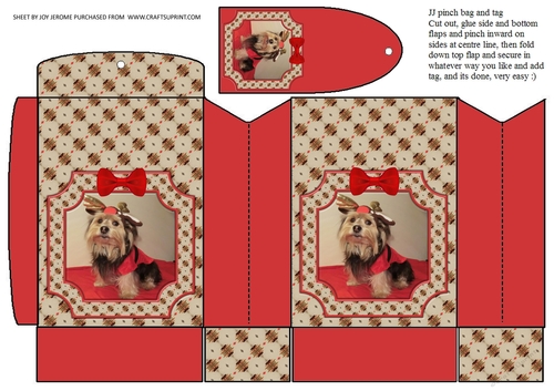  JJ PETS LOVE CHRISTMAS TOO YORKIE PINCH BAG AND TAG