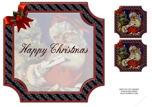 JJ CHRISTMAS VINTAGE SANTA 8X8 INSERT HAPPY CHRISTMAS