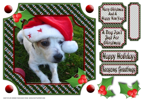 JJ PETS LOVE CHRISTMAS TOO JACK RUSSELL 8X8