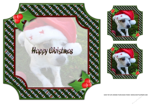 JJ PETS LOVE CHRISTMAS TOO JACK RUSSELL 8X8 INSERT HAPPY CHRISTMAS