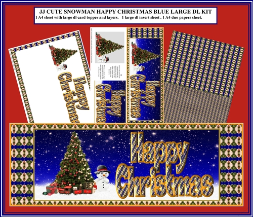 JJ CUTE SNOWMAN HAPPY CHRISTMAS BLUE LARGE DL