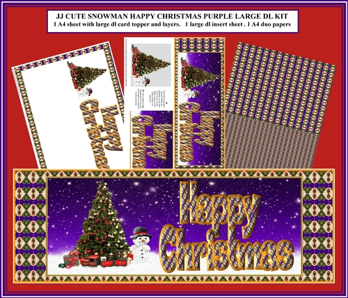 JJ CUTE SNOWMAN HAPPY CHRISTMAS PURPLE LARGE DL