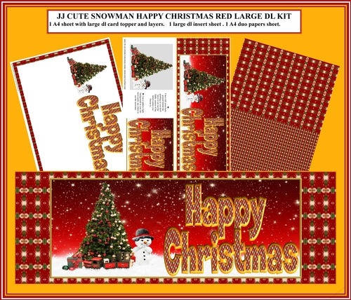JJ CUTE SNOWMAN HAPPY CHRISTMAS RED LARGE DL