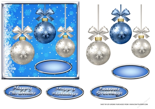 JJ CHRISTMAS BLUE BAUBLES 6X6