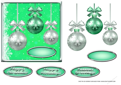 JJ CHRISTMAS GREEN BAUBLES 6X6