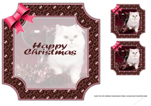 JJ PETS LOVE CHRISTMAS TOO SNOW WHITE CAT 8x8 INSERT ROSEWOOD HAPPY CHRISTMAS