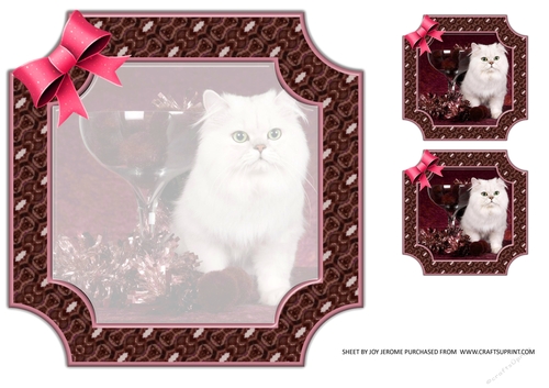 JJ PETS LOVE CHRISTMAS TOO SNOW WHITE CAT 8x8 INSERT ROSEWOOD BLANK