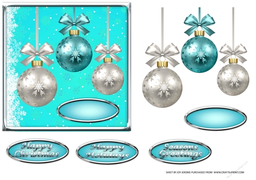 JJ CHRISTMAS TURQUOISE BAUBLES 6X6
