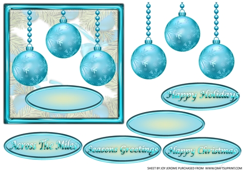 JJ CHRISTMAS SOFT BLUE BAUBLES 6X6