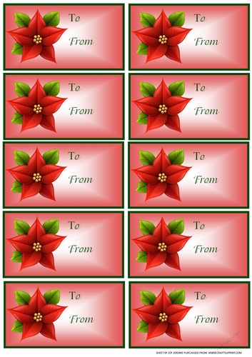 JJ CHRISTMAS TAGS 1 POINSETTIA