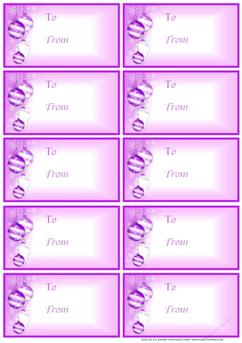  JJ CHRISTMAS TAGS 2A BAUBLES PALE PURPLE