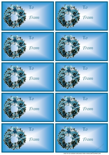  JJ CHRISTMAS TAGS 3 BLUE WREATH