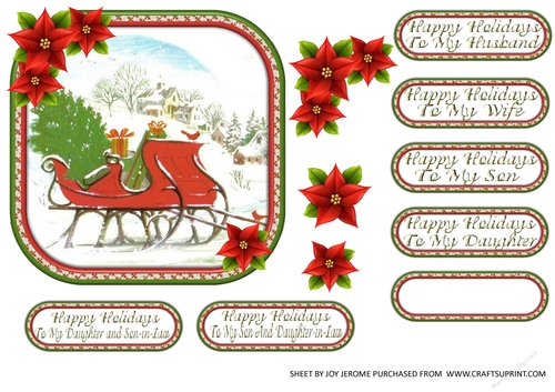 JJ CHRISTMAS SLEIGH HAPPY HOLIDAYS 6X6 VARIOUS FAMILY