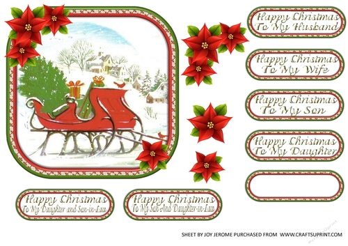 JJ CHRISTMAS SLEIGH HAPPY CHRISTMAS 6X6 VARIOUS FAMILY
