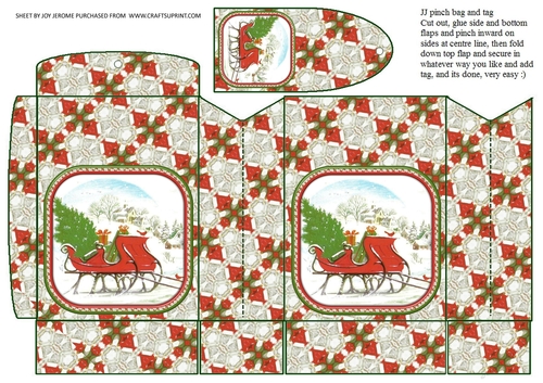 JJ CHRISTMAS SLEIGH PINCH BAG AND TAG