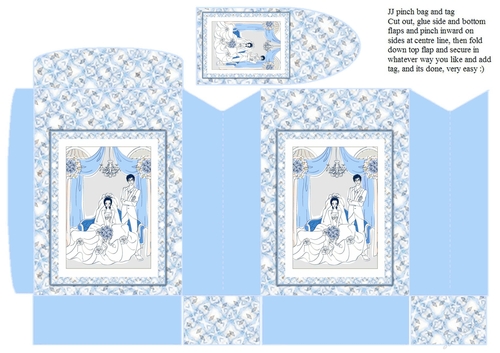 JJ WEDDING FAVOUR PINCHBAG AND TAG PALE BLUE.