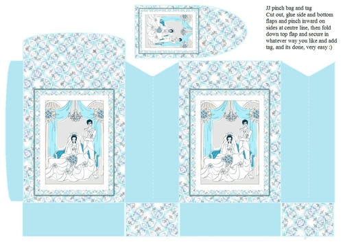  JJ WEDDING FAVOUR AQUA PINCHBAG AND TAG