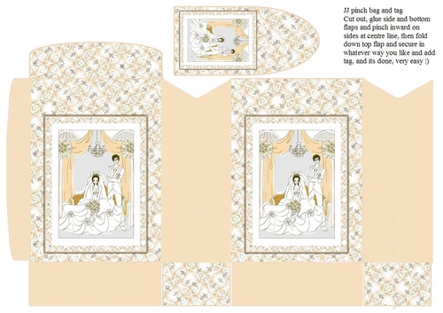 JJ WEDDING FAVOUR CREAM PINCHBAG AND TAG