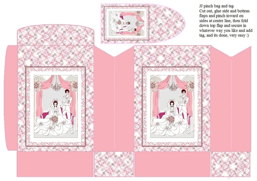 JJ WEDDING FAVOUR PINK PINCHBAG AND TAG