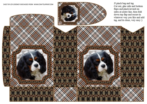 JJ CAVALIER KING CHARLES SPANIEL PINCH BAG AND TAG