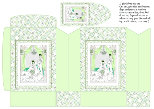 JJ WEDDING FAVOUR SOFT GREEN PINCHBAG AND TAG